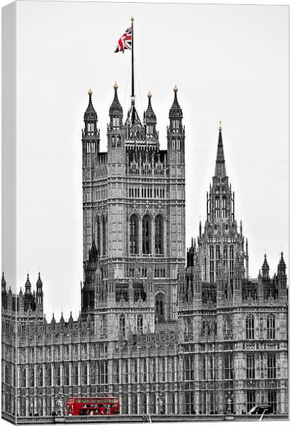 Houses of Parliament and London Bus Canvas Print by Scott Anderson