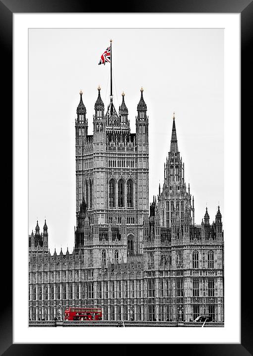 Houses of Parliament and London Bus Framed Mounted Print by Scott Anderson