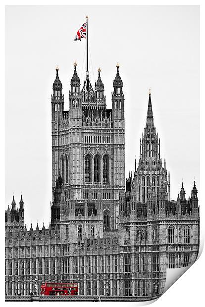 Houses of Parliament and London Bus Print by Scott Anderson