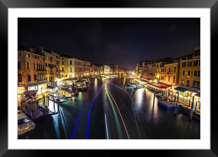 Boat trails from Rialto Bridge Framed Mounted Print by Steve Hughes