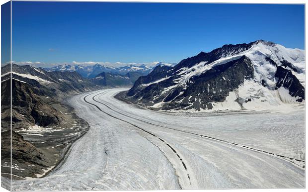 Aletsch Glacier Aerial Shot Canvas Print by Gurinder Punn