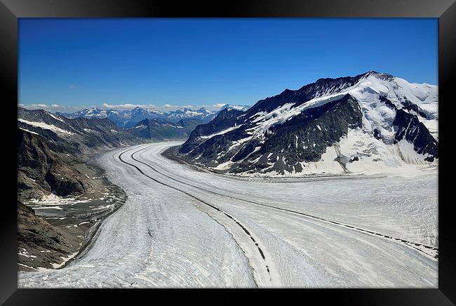 Aletsch Glacier Aerial Shot Framed Print by Gurinder Punn