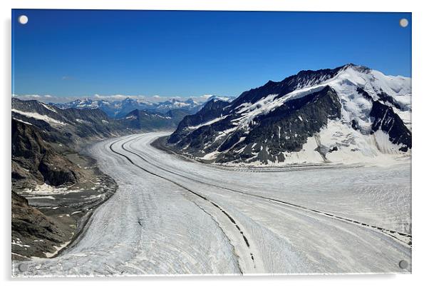 Aletsch Glacier Aerial Shot Acrylic by Gurinder Punn