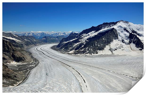 Aletsch Glacier Aerial Shot Print by Gurinder Punn