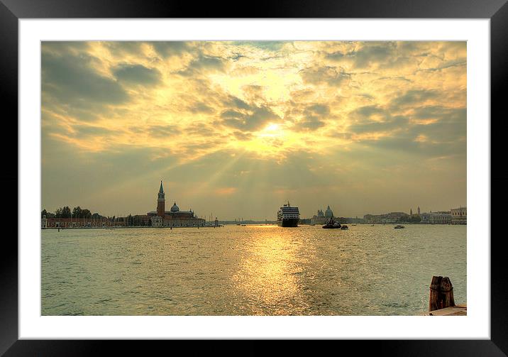 Venice cruise ship Framed Mounted Print by Steve Hughes