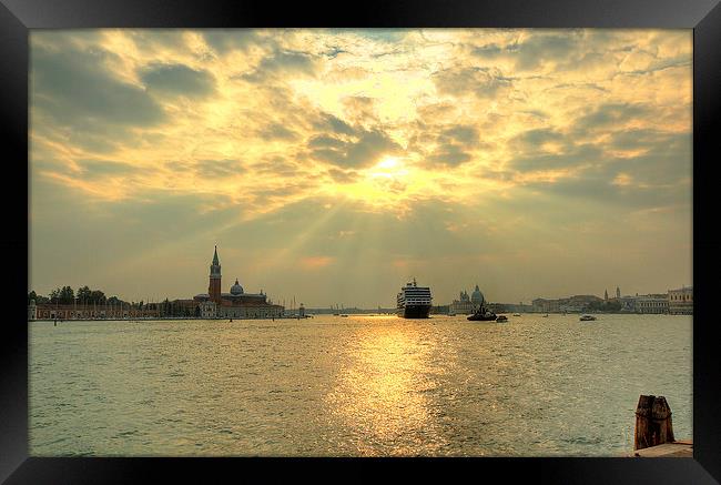 Venice cruise ship Framed Print by Steve Hughes