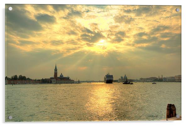 Venice cruise ship Acrylic by Steve Hughes