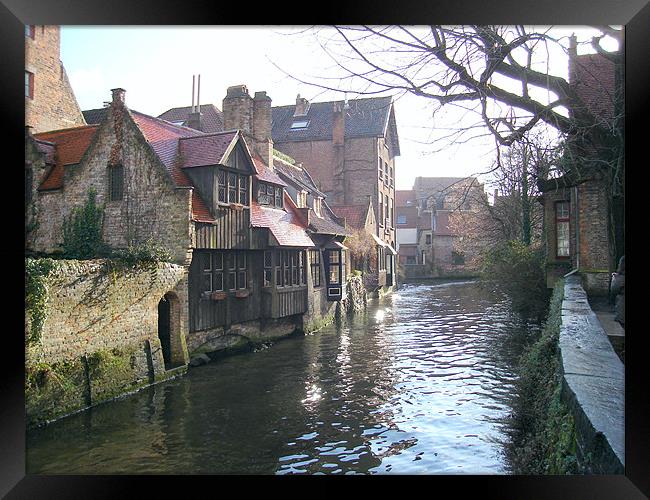 Bruges - Canal Scene Framed Print by David Jackson