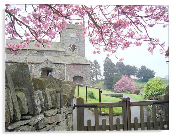 The Church - Hawkshead Acrylic by David Jackson