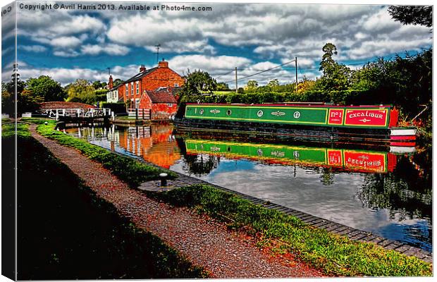 Reflections and Braunston Lock No3 Canvas Print by Avril Harris