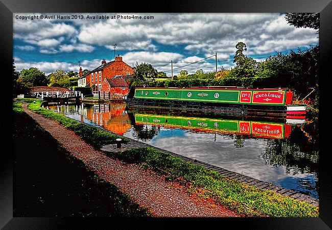Reflections and Braunston Lock No3 Framed Print by Avril Harris