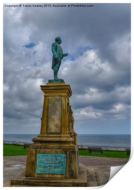 Captain Cook Memorial Whitby Print by Trevor Kersley RIP