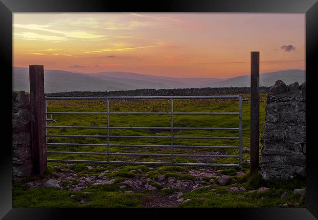 Farm gate at sunset Framed Print by Chris Walker