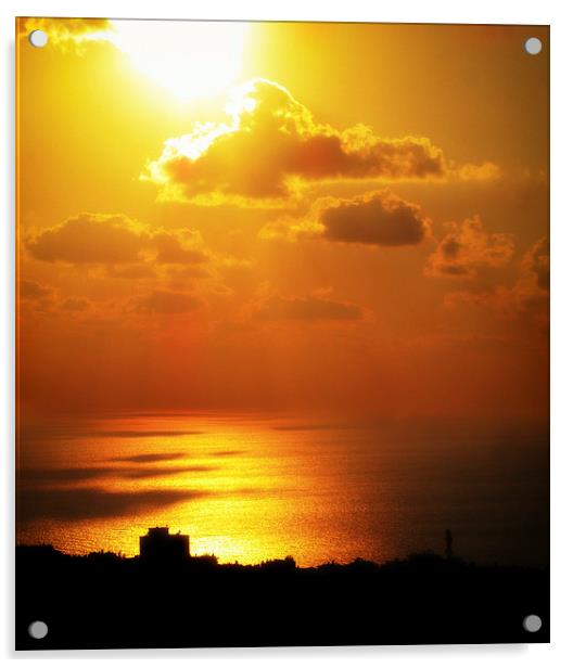 Haifa Sunset Acrylic by Mary Lane