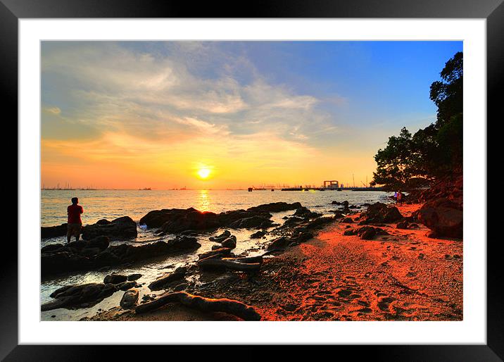 sunset Framed Mounted Print by melvin baroga