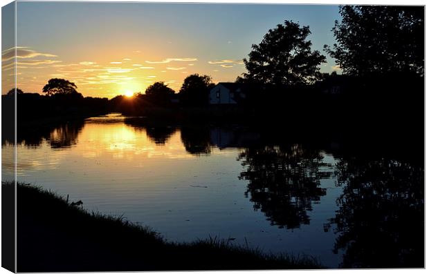 Sunset over the Lancaster Canal Canvas Print by Gary Kenyon