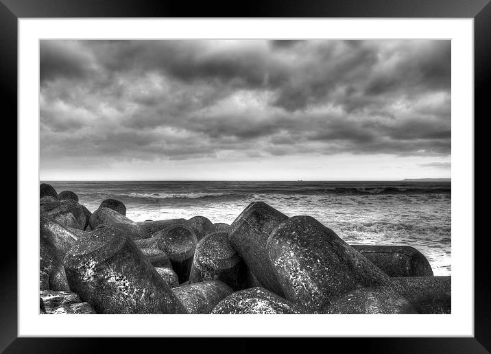 Sky Sea Stones Framed Mounted Print by Purple OneTwoEight