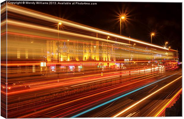 Blackpool Light Trails Canvas Print by Wendy Williams CPAGB