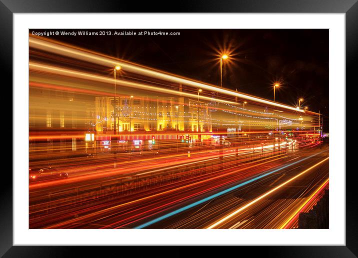 Blackpool Light Trails Framed Mounted Print by Wendy Williams CPAGB