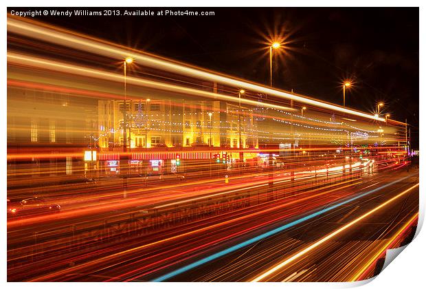 Blackpool Light Trails Print by Wendy Williams CPAGB