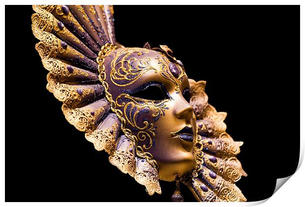 Golden Venetian Mask Print by Steve Hughes