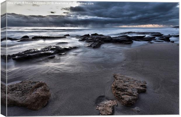 Stormy Beach Sunset Canvas Print by Andy Anderson