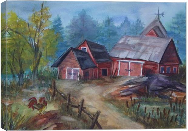 Crooked Red Barn Canvas Print by ellen levinson