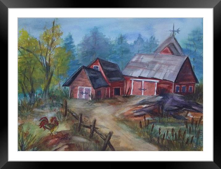 Crooked Red Barn Framed Mounted Print by ellen levinson