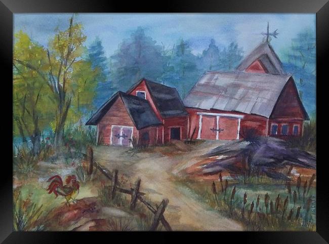 Crooked Red Barn Framed Print by ellen levinson