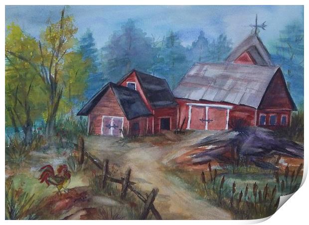 Crooked Red Barn Print by ellen levinson