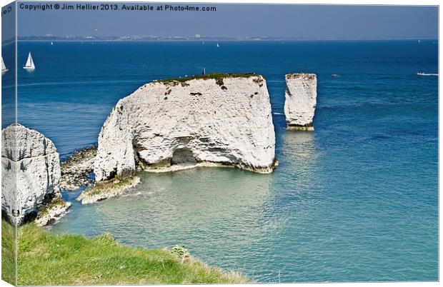 Old Harry and his wife Canvas Print by Jim Hellier