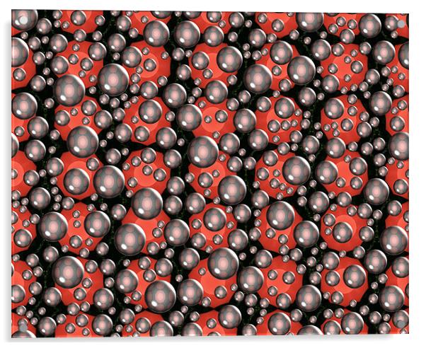 Red circles and bubbles Acrylic by Ruth Hallam