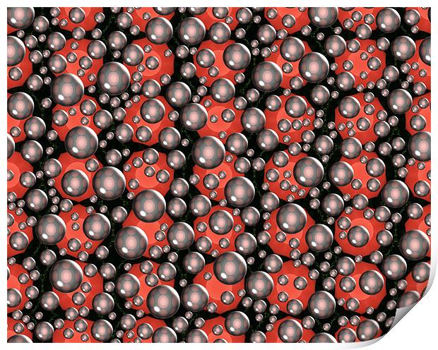 Red circles and bubbles Print by Ruth Hallam