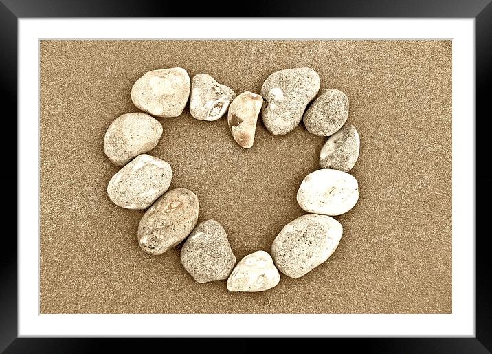 Pebble Heart Framed Mounted Print by Scott Anderson