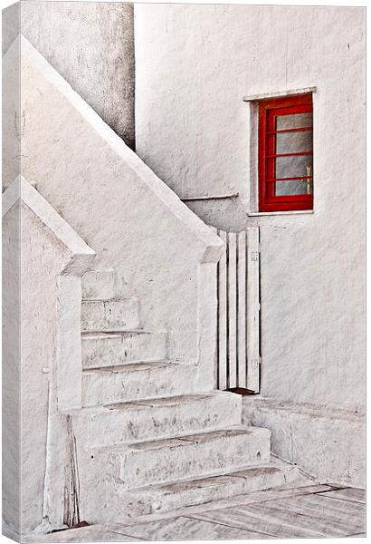 Red Window White Steps Canvas Print by Scott Anderson