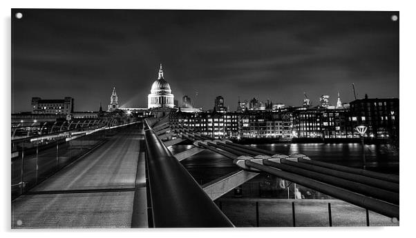 St Pauls and the Millennium Bridge, London Acrylic by Ian Hufton