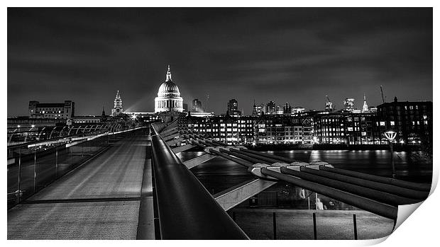 St Pauls and the Millennium Bridge, London Print by Ian Hufton
