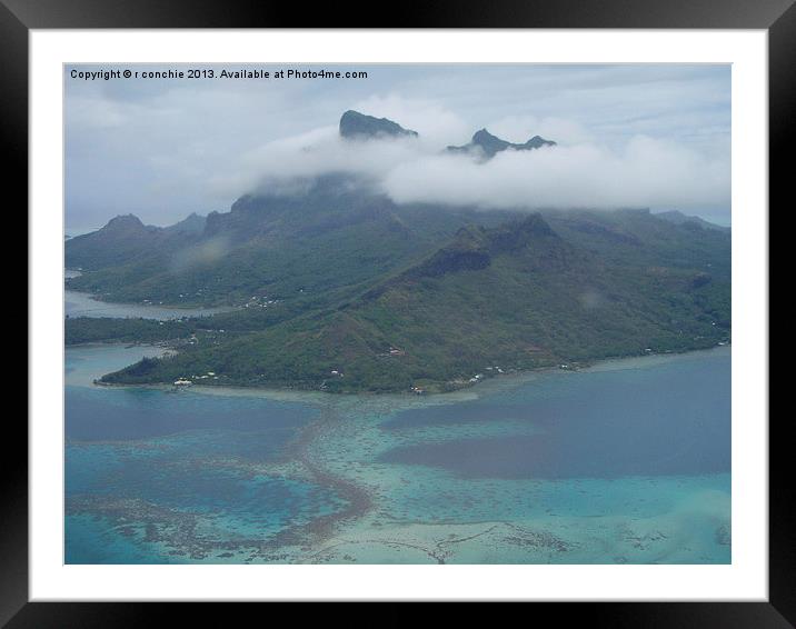 bora bora lagoon from air Framed Mounted Print by uk crunch
