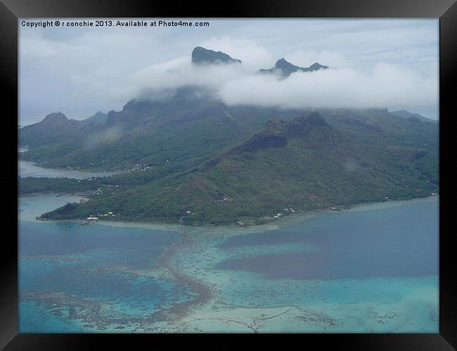 bora bora lagoon from air Framed Print by uk crunch