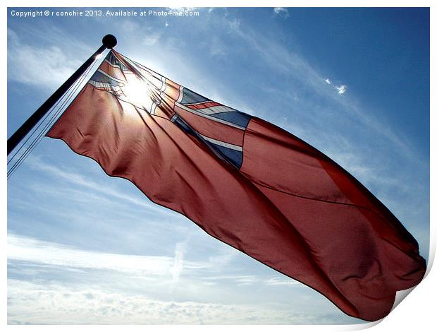 sun through red ensign Print by uk crunch