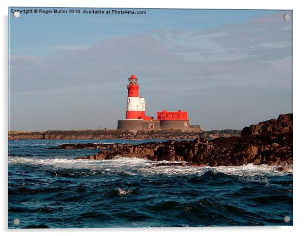 Longstone Lighthouse Acrylic by Roger Butler