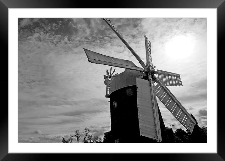 Heage Windmill in Black & White Framed Mounted Print by leonard alexander