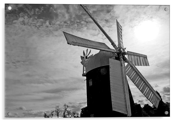 Heage Windmill in Black & White Acrylic by leonard alexander