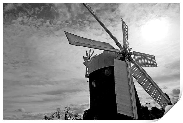 Heage Windmill in Black & White Print by leonard alexander