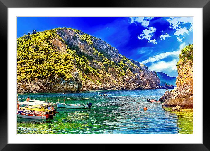 Cliffside coastline on Corfu Framed Mounted Print by Dragomir Nikolov