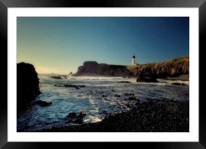 Yaquina Lighthouse and Beach, No. 2 Framed Mounted Print by Belinda Greb