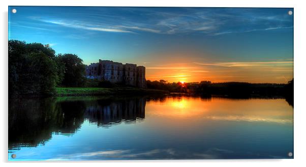Carew Castle Sunset 2 Acrylic by Simon West