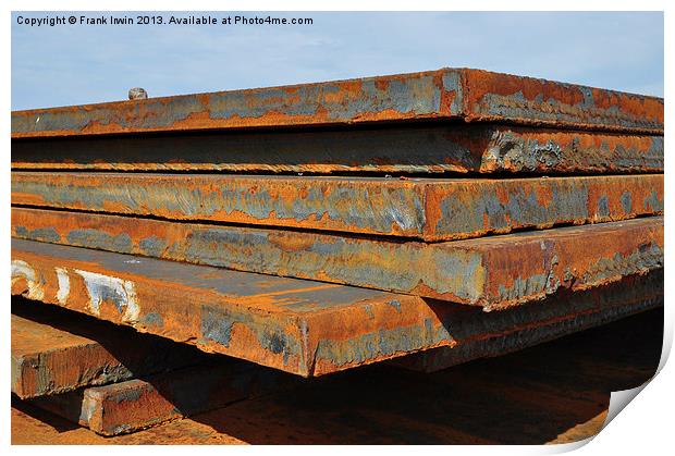 Mild steel sheet stocked at the dockside Print by Frank Irwin
