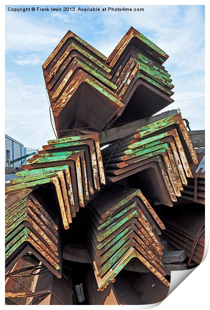 Mild steel angle after unloading from a ship Print by Frank Irwin