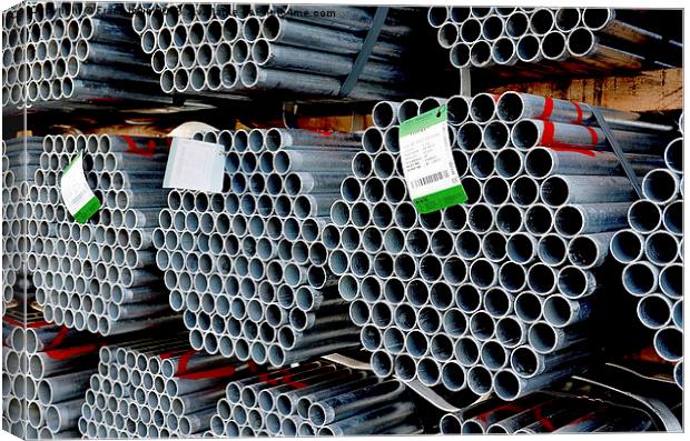 Steel tubes offloaded, ready for delivery. Canvas Print by Frank Irwin